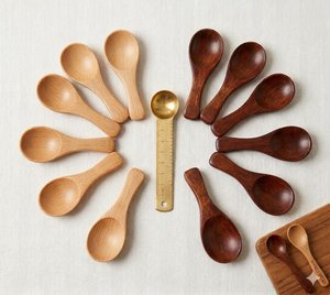 Eco-Friendly Acacia Wood <b>Measuring</b> <b>Spoons</b> & Coffee Scoop with Custom Engraved Modern Handle for Seasoning Dry Goods - Product Image 4