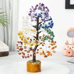 Arbre de Vie 7 Chakras Naturel Fait Main avec 300 Perles en Pierres Précieuses et Cristaux, Décoration en Fil Métallique, Cadeau de Guérison - Product Image 4