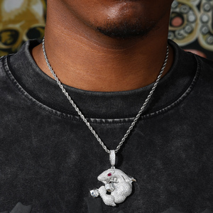 Collier pendentif haltère dragon en argent 925 et moissanite pour homme, style Iced Out, bijoux de musculation - Product Image 5