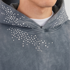 Nouveau design, prix raisonnable, sweat à capuche pour homme avec strass, manches longues, séchage rapide, anti-boulochage, vêtement décontracté, sweat à capuche pour homme avec strass - Product Image 6