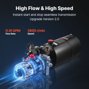 Pompa Idraulica a Doppio Effetto da 8 Qt per Rimorchi Ribaltabili, Pressione Massima 3200 PSI, Flusso 0,91 GPM, DC 12V, Filettatura 1/4" - Product Image 5