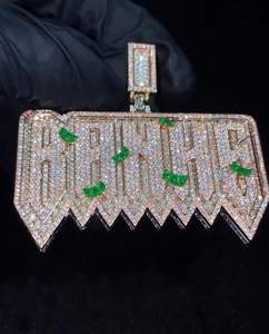 Hip-Hop Fashion 925 Sterling Silver Gold VVS D Color Moissanite Watch <b>Name</b> Pendant Necklace 4mm <b>Chain</b> Jewellry USA UK Reloj - Product Image 1