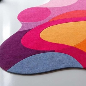 Alfombra Moderna Abstracta Hecha a Mano, Alfombra de Lujo Colorida con Forma Irregular Personalizada, Alfombra de Diseño para Sala de Estar y Dormitorio - Product Image 2