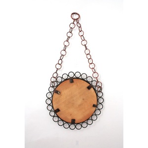 <b>Round</b> Copper <b>Wall</b> <b>Mirror</b> With Chain Handle Bohemian Decorative Metal Frame - Product Image 3