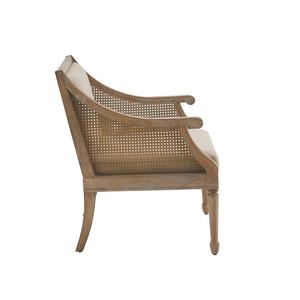 Fauteuil rembourré de style français à dossier haut en bois massif sculpté indien, avec revêtement en coton et pieds en bois, style moderne antique, Park Gym - Product Image 3