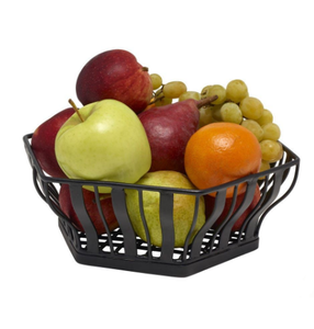 Food Fruit Vegetable Storage <b>Table</b> Decor <b>Basket</b> Contemporary Style Fruit <b>Basket</b> Modern Design Black Iron Metal Wired <b>Basket</b> - Product Image 1