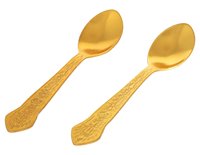 KAKA ENTERPRISES Zilver verguld handgemaakt lichtgewicht kommenset met 2 lepels |   Modern Duits design koninklijke gouden geschenkdoos voor een cadeau
