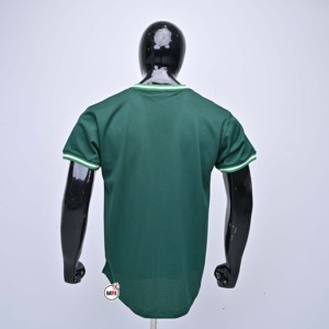 รับผลิตเสื้อยืดคุณภาพพรีเมียมแบบขายส่ง เสื้อกีฬาสีเขียว คอวี ผ้าตาข่าย แต่งขอบสีขาว แขนสั้น - Product Image 4