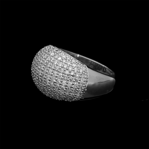 Bold 14K Yellow Gold Rhodium Plated Natural Diamond Brilliant Cut Classic <b>Dome</b> <b>Ring</b> Full Pave Setting Gemstone Accents Maximum - Product Image 3