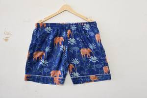 Handmade Indian Hand Block Printed Cotton Casual <b>Shorts</b> for Women <b>Men</b> Peach Orange Floral Summer Beachwear <b>Pj</b> Set Breathable - Product Image 3