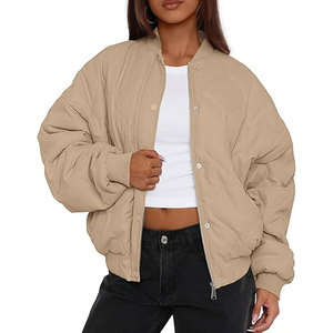 <b>Womens</b> Custom Woven Bomber <b>Jackets</b> Winter Outerwear Puffer Coat with Pockets Warm Fashionable <b>Flight</b> Wear for Cold Weather - Product Image 5