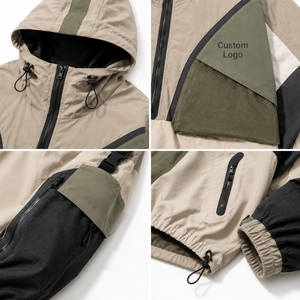 Wholesale Color block Anorak <b>Men</b> Half Zip <b>Utility</b> Windbreaker Technical Streetwear <b>Jacket</b> Adjustable Cuffs Cargo Pocket Hoodie - Product Image 4