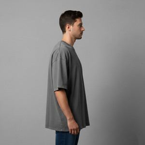 T-shirts pour hommes à manches régulières 100% coton OEM, haute qualité, couleur unie, 180 grammes, coupe ample, épaules tombantes, logo personnalisé, séchage rapide, élégant - Product Image 3