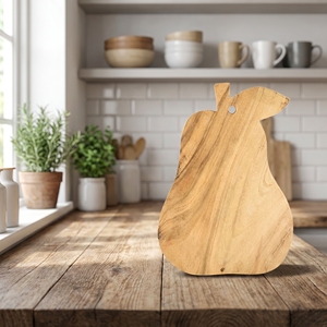 Tabla de Madera de Suar de Grado Alimenticio, Forma de Pera, Pequeña, Natural, Sin Barnizar, Bandeja para Servir, Artesanía de Bali Hecha a Mano, Utensilios de Cocina, Regalo de Madera - Product Image 3