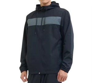 Men's Windproof Hooded Racer <b>Jacket</b> Color Blocked <b>Zipper</b> Closure Casual Autumn Wear 100 Polyester Regular Fleece Lining Fit - Product Image 4