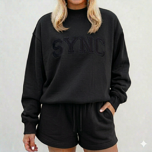 Ensemble court d'hiver à col montant Relax Fit pour femmes, tenue en deux pièces douce et chaude, confortable et élégante, ensemble de vêtements de détente pour temps froid - Product Image 1