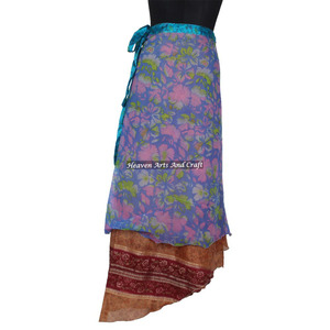 Authentic Vintage Silk Sari <b>Skirt</b> Long Length Rajasthan Silk Sari Magic <b>Skirt</b> New Manufacturer's Indian Plus Size <b>Wrap</b> <b>Skirt</b> - Product Image 2