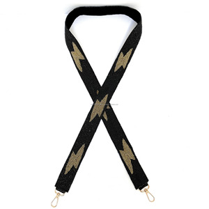 Gold Black Star Beaded <b>Bag</b> Strap Metallic Seed Bead Wristlet Handle Detachable Clutch Crossbody Accessory Handmade Wholesale OEM - Product Image 2