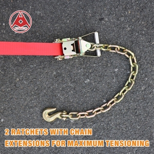 Cinghie a Cestello per Ruote per Trasporto <span class=keywords><strong>Auto</strong></span> per Carichi Pesanti con Ganci a Catena e Fissaggio a Cricchetto per Bisarca e Messa in Sicurezza di Rimorchi - Product Image 2
