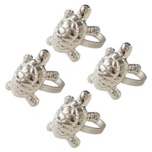 Anneau de serviette en métal argenté en forme de tortue pour la décoration de table de mariage - Product Image 3