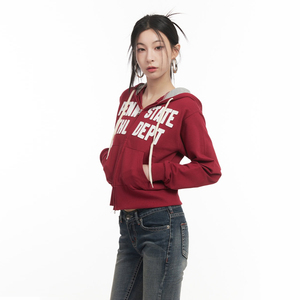 Sudadera con capucha para mujer, 455 GSM, algodón y poliéster, estilo casual urbano, con cremallera, logotipo personalizado, OEM, etiqueta privada, de fábrica. - Product Image 3