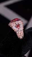Anillo de Diamante Rosa de 8 Quilates Cultivado en Laboratorio, Estilo Hip Hop, con Cuentas de Perlas y Marquesas, en Oro Rosa y Plata, Venta al Por Mayor, Personalizable