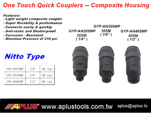 APLUS GYP-AN40SMP mâle raccord d'air à dégagement rapide, matériau plastique PA66, filetage mâle 1/2" - Product Image 2
