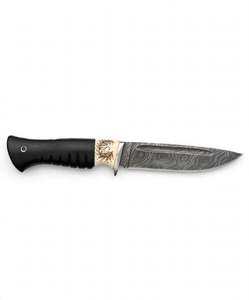 Handcrafted Damascus Steel Outdoor Utility Tool Engraved Bone Spacer Ebony Wood Handle Steel Bolster - Product Image 1