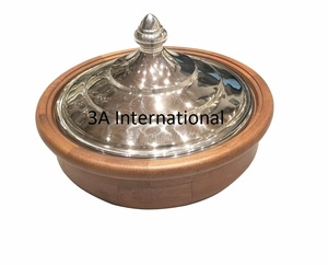 Casserole en bois 3A International avec couvercle en acier inoxydable intégré au verre, design chinois traditionnel, durable - Product Image 1