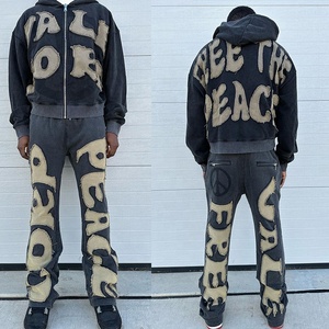 ชุดวอร์มลำลองผ้าฟลีซผ้าคอตตอนผ้าบ็อกซีทรงครอปปักลายวินเทจผ้าแอซิดใส่สบายโลโก้ XL ใหม่ล่าสุด2024 - Product Image 2