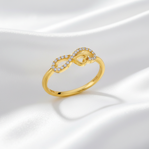 Anillo de Compromiso de Plata de Ley 925 con Símbolo de Infinito, Corazón y Circonita Cúbica, Regalo de Aniversario o San Valentín - Product Image 1