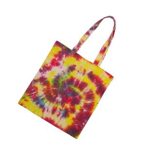 Factory Made Low Price Custom Logo Letter Pattern Tie Dye Canvas Cotton Reusable Daily Use for Grocery Tote Shopping <b>Bags</b> - Product Image 2