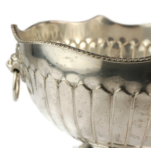 Bol sur piédestal vintage plaqué argent avec poignées en forme de tête de lion, décoratif, pour punch aux fruits, centre de table, décoration intérieure - Product Image 2