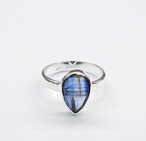 925 Sterling <b>Silver</b> <b>Ring</b> Natural Blue Kyanite Cabochon Solitaire Plain Band Teardrop <b>Ring</b> For Women <b>Men</b> Jewelry Collection - Product Image 1