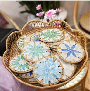 Exquisite mop rattan coaster cup <b>placemat</b> Vietnam manufacture for luxury apartment staging professional home styling services - Product Image 5
