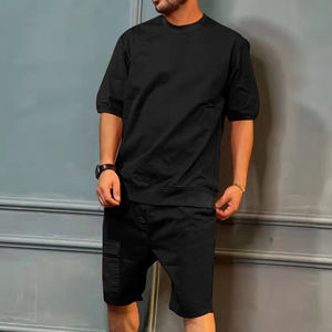 Ensemble décontracté d'été pour homme, personnalisé, de haute qualité, surdimensionné, avec poches cargo, deux pièces, t-shirt à manches courtes respirant en maille et short - Product Image 2