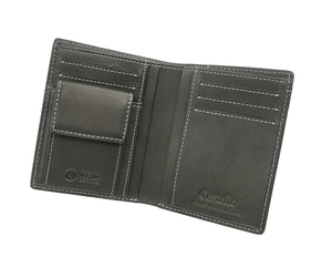 [Top Product] Castello Genuine Cowhide Soft Leather <b>RFID</b> Vertical Unisex Bi-fold <b>Wallet</b> W/coin Pocket Short Polyester Black - Product Image 3