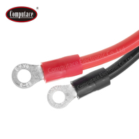 Conector de Repuesto de Alta Corriente 50A, Rojo/Negro, Cobre Desnudo, Terminal Tipo O M8, Aislamiento de PVC, 300mm, para Batería de Coche DC, Conexión Rápida