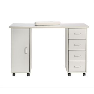 Tavolo da Manicure Bianco YF a Doppio Bordo con Cassetto, Postazione Premium per la Cura delle Unghie - Product Image 1