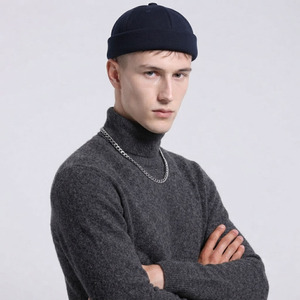 <b>Men's</b> Wholesale <b>Men's</b> Custom Embroidered Fisherman Beanie Cap Soft Fleece Fold Cuff <b>Winter</b> Knit <b>Hat</b> Streetwear Private Label OEM - Product Image 4