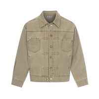 Veste en jean vintage pour homme, toutes saisons, style streetwear, avec détails de boutons brodés, en coton brossé, vêtement d'extérieur décontracté, vente en gros