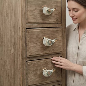<b>Ceramic</b> Bird Shape Industrial Cabinet <b>Knob</b> Durable Kitchen Dresser Drawer Handle Novelty Design Decorative Furniture Apartment - Product Image 2