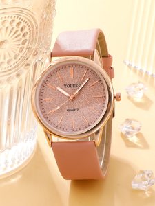 NW1334 Minimalist Pretty Women Leather Quartz <b>Watch</b> & 1pc Bracelet - Product Image 6