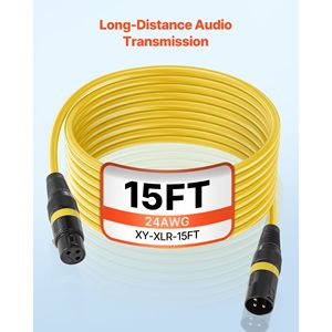 Confezione da 6 Cavi XLR da 4,5 m Placcati in Oro a 3 Pin per Microfono e Altoparlante, Cavi Schermati Bilanciati DMX Maschio-Femmina con Diametro Esterno di 5 mm - Product Image 5