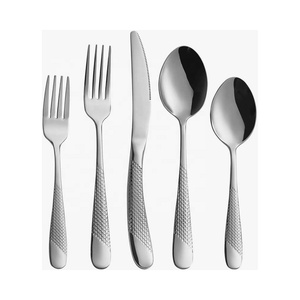 Juego de cubiertos de acero inoxidable de lujo para el hogar con nuevo juego de cubiertos de diseño de mango hecho a mano para boda de restaurante - Product Image 5