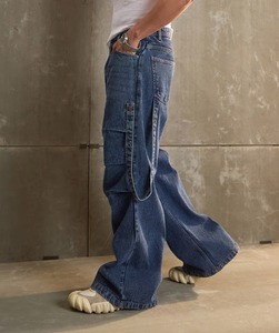 Men's Daily Casual Denim Jeans-All Day Comfort Soft Feel <b>Smooth</b> Finish <b>Brushed</b> Washed Wide Leg Loose Fit Ripped - Product Image 5