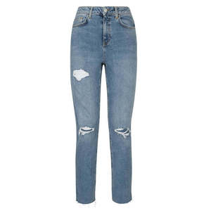 Plus Size Women's High Waist Skinny Ripped Denim Jeans <b>Ankle</b> Length Casual Style 100 Cotton Distressed Wash Spring Wear - Product Image 4