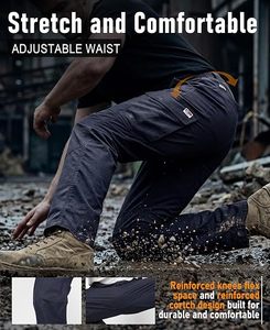 High Visibility Flame Retardant <b>Work</b> Pants Reflective Stripe <b>Cargo</b> Trousers Elastic Waist Safety Uniform Navy - Product Image 3