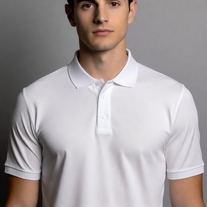 <b>Men's</b> <b>White</b> Short Sleeve <b>Polo</b> Shirt 100% Cotton Pique Knitted Breathable Casual Solid Color Regular Fit <b>Mens</b> Short Sleeve <b>Polo</b> - Product Image 2