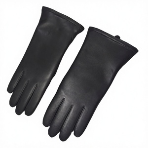 Gants d'hiver unisexes en peau de mouton écologiques, noirs, personnalisables, coupe-vent et chauds, pour usage quotidien en extérieur (vente en gros) - Product Image 3